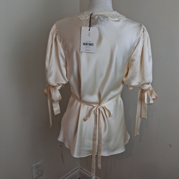 Reformation Dolly Cream Silk Top Size 8 NWT - Picture 5 of 12